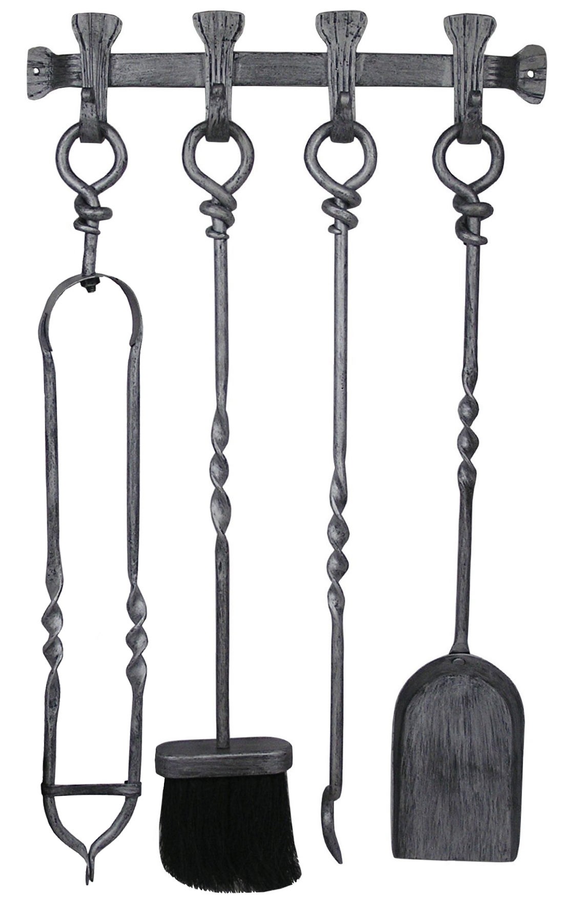 Hanging Fire Tools Set Antique Silver Finish